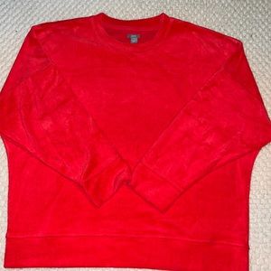 AERIE RED VELVETY CREW PULLOVER. SIZE M. EXCELLENT CONDITION. SUPER SOFT/COZY!